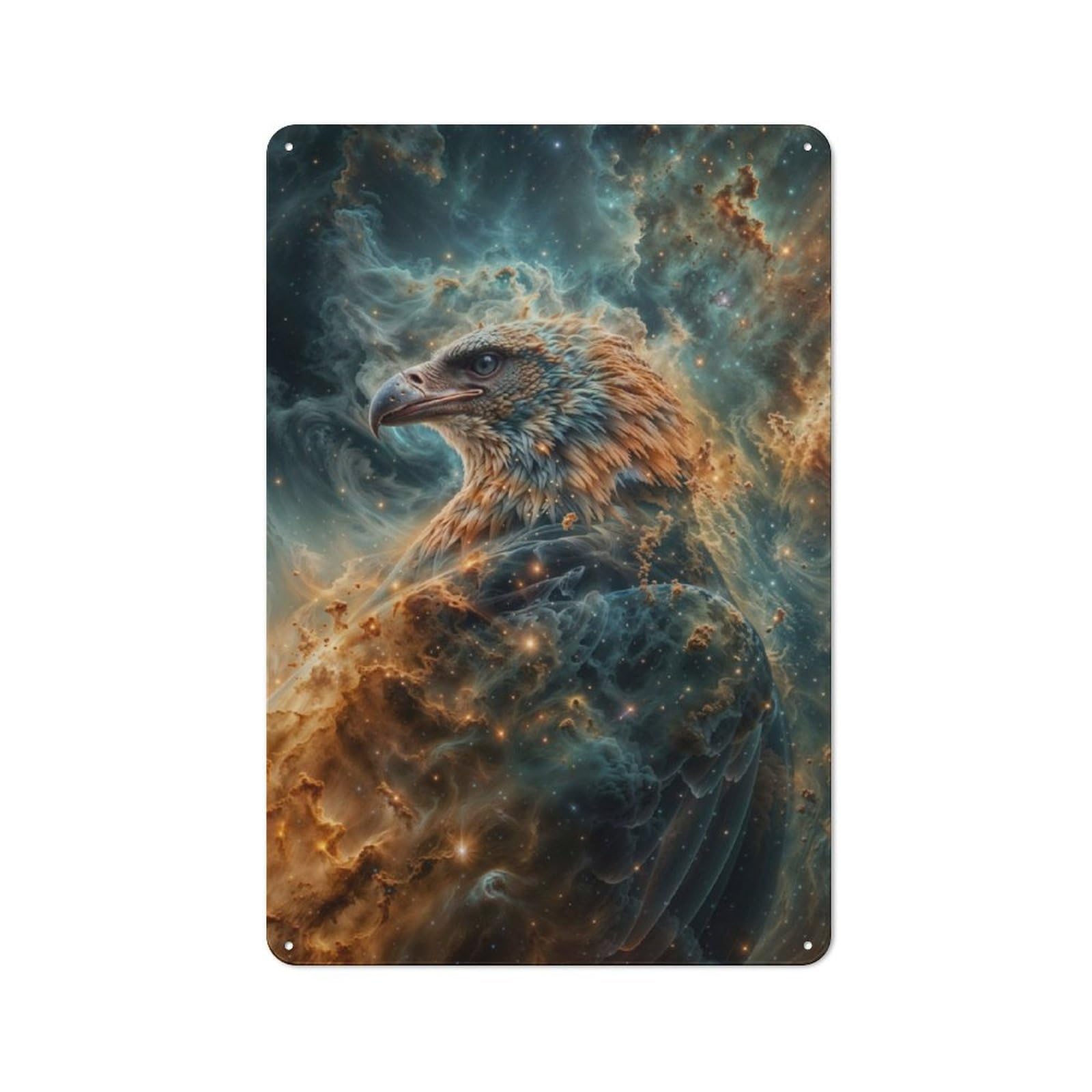 Junmoney Cosmic Nebula Eagle Retro Metal Wall Sign 30X20cm With For Garage Wall, A Decorative Metal Sign For Garages And Workshops
