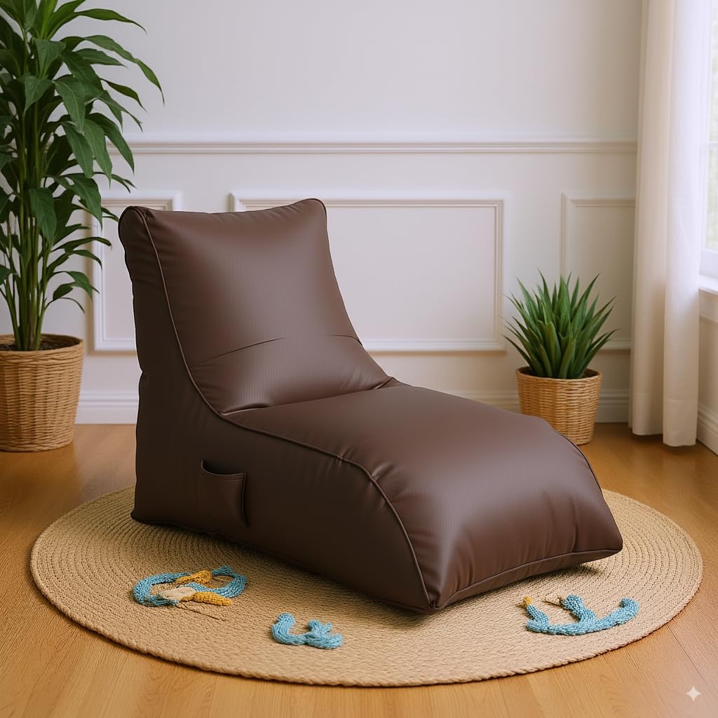 Jumbo Luxury Bean Bag Lounger with Beans Filled (Ready to Use) 6 Month Warranty for Home, Office, Bedroom, Playroom, Living Room, Lounge Seating Color Brown-image-49