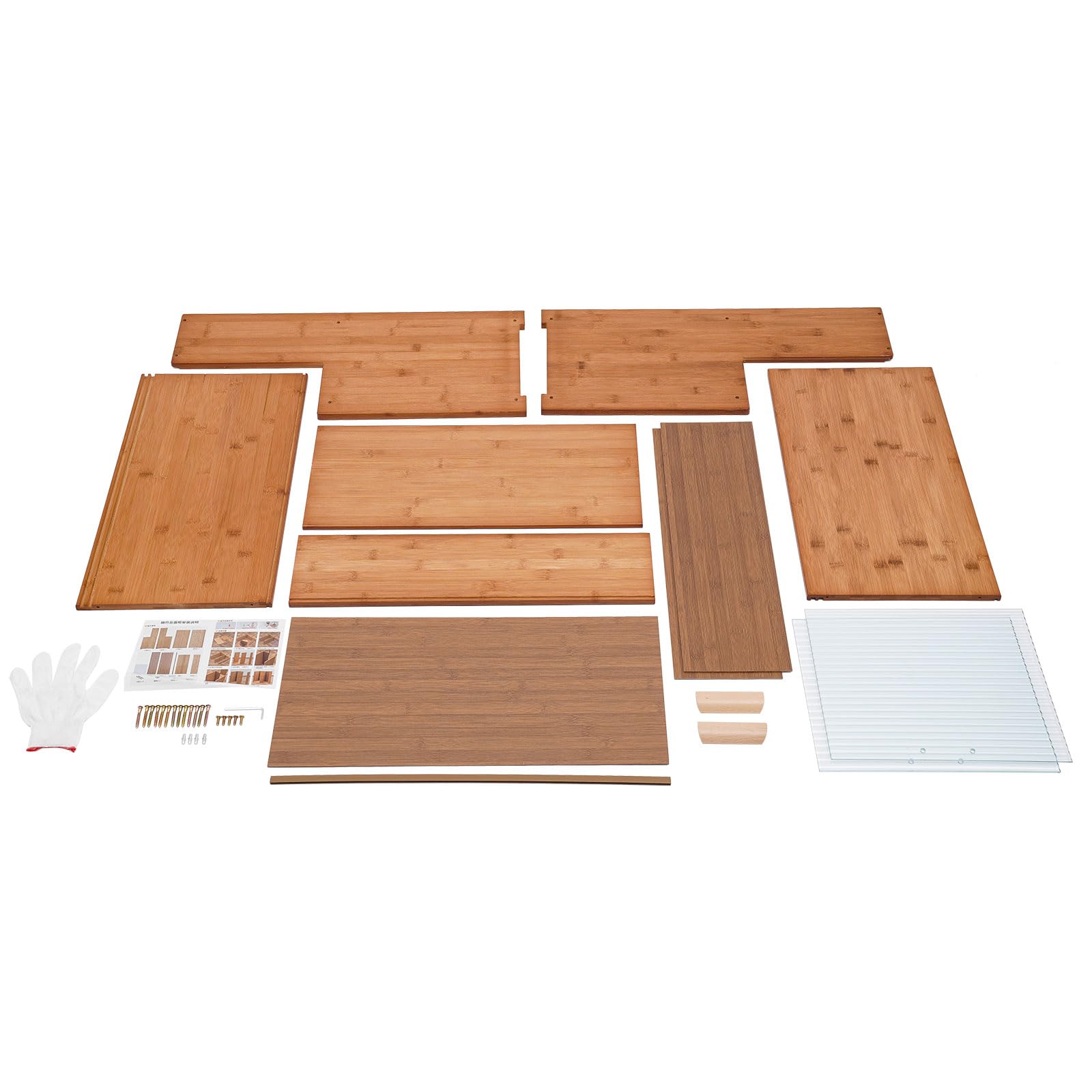 Scaffale da cucina a 4 ripiani, portaspezie in bambù con porta scorrevole in vetro, organizer da cucina per piano di lavoro di spezie, oli, bicchieri e bottiglie, marrone scuro, 55 x 28 x 61