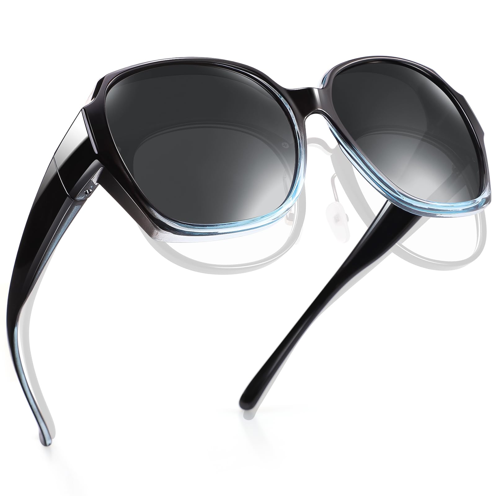 TINHAO Polarized Wear Over Prescription Glasses Fit Over Sunglasses with Oversized Square Frame