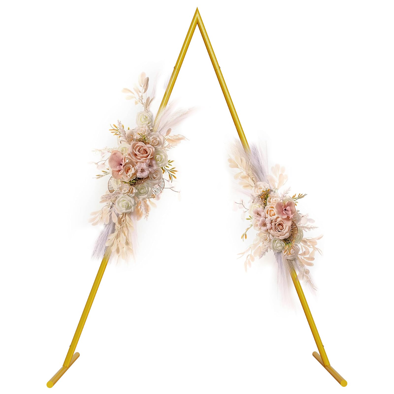 GT GETCO TECH Metal Arch Backdrop Stand, 10FT Wedding Arch for Ceremony, Triangle Gold Backdrop Stand, Stable Flower Arch Stand, Arch Frame for Wedding, Birthdays, Baby Showers, Parties Decoration