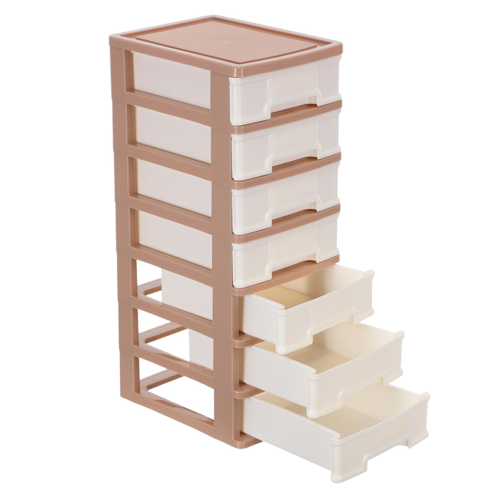 Organizador de Escritorio de Plástico 7 Cajones Marrón | Diseño Multicapa de Almacenamiento, Estructura Resistente, Uso Versátil, Adecuado para Apartamentos Pequeños y Dormitorios