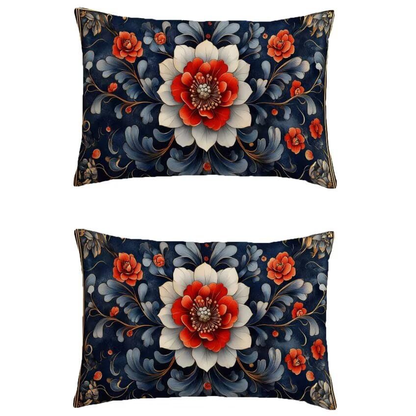 Housse coussin salon de jardin exterieur imperméable et déperlante motif fleur M-58