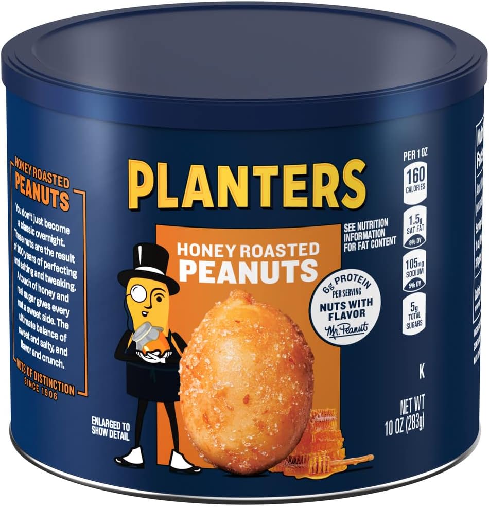 Honey Roasted Peanuts (6 ct Pack, 10 oz Canisters)