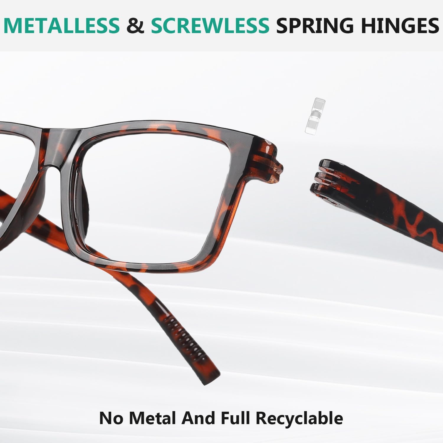 Eyekepper 6 Pack Metalless Blue Light Blocking Reading Glasses with Screwless Spring Hinges Oversize Computer Readers for Men