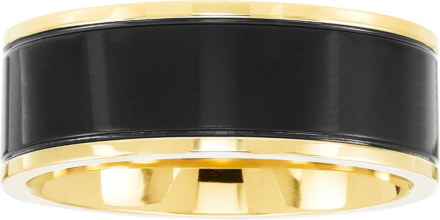 IP Black & Stainless Steel Band Ring Family