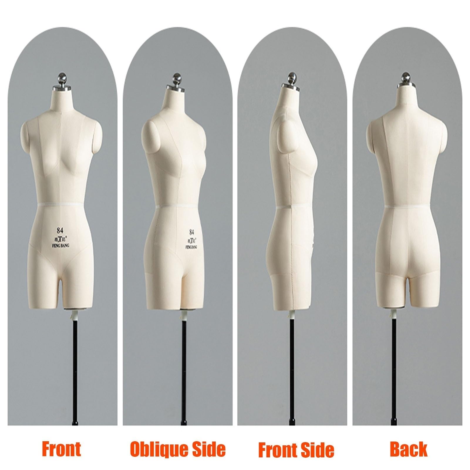 sdneNest Maniquí de costura femenino, torso, vestido para coser ropa, soporte ajustable para sastres, torso falso, beige, 82