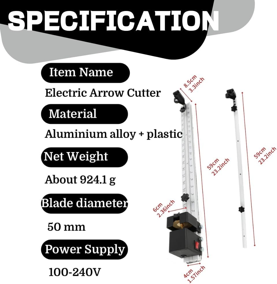 Archery Electric Arrow Shaft Cutter Tool Extendable Durable Aluminum Material Polishing for Bow Hunting Shooting DIY Cut Off Rod Accessories