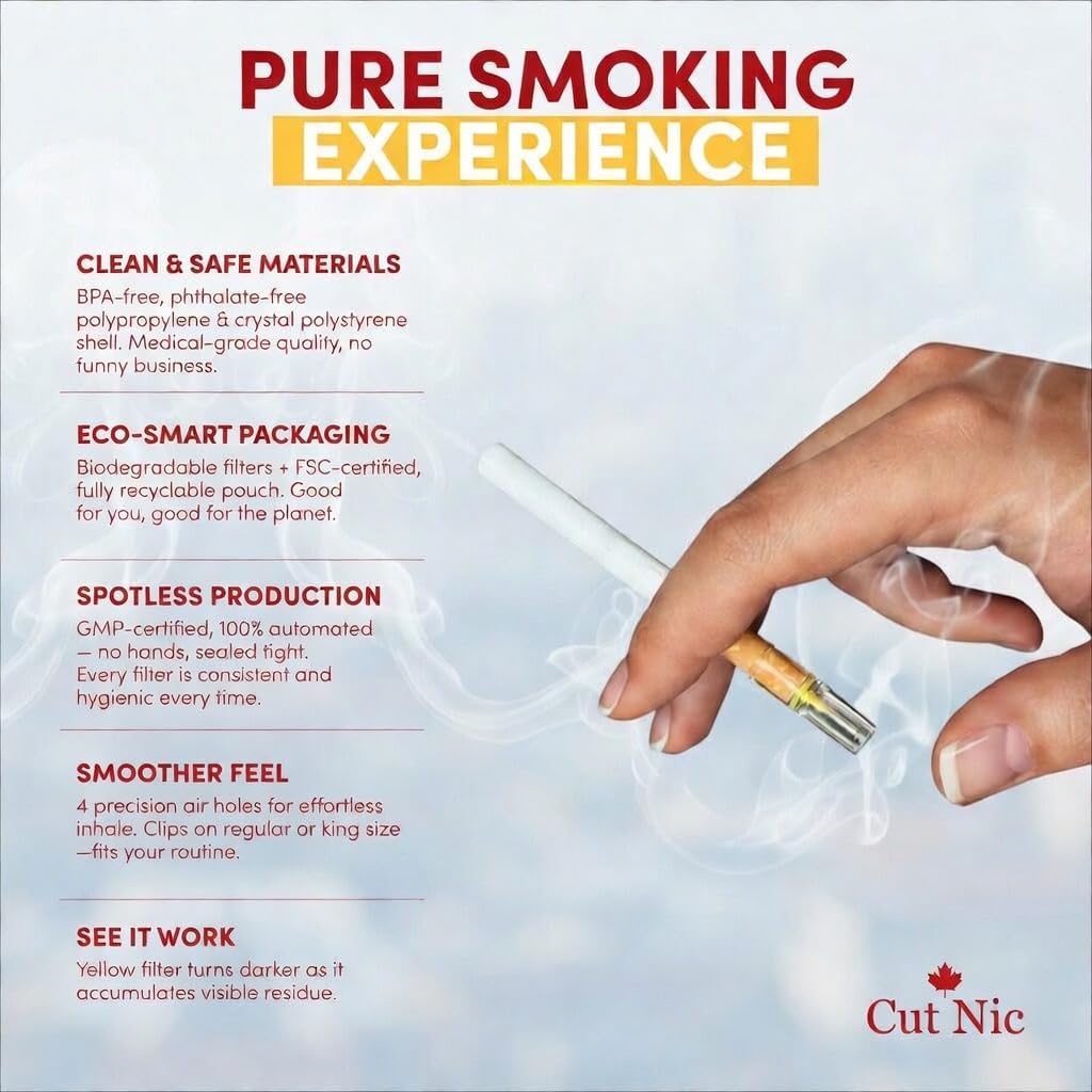 4 Hole Cigarette Filters 300 Pack - 1 Travel Case - BPA Free, Fits Regular & King Size, 8mm