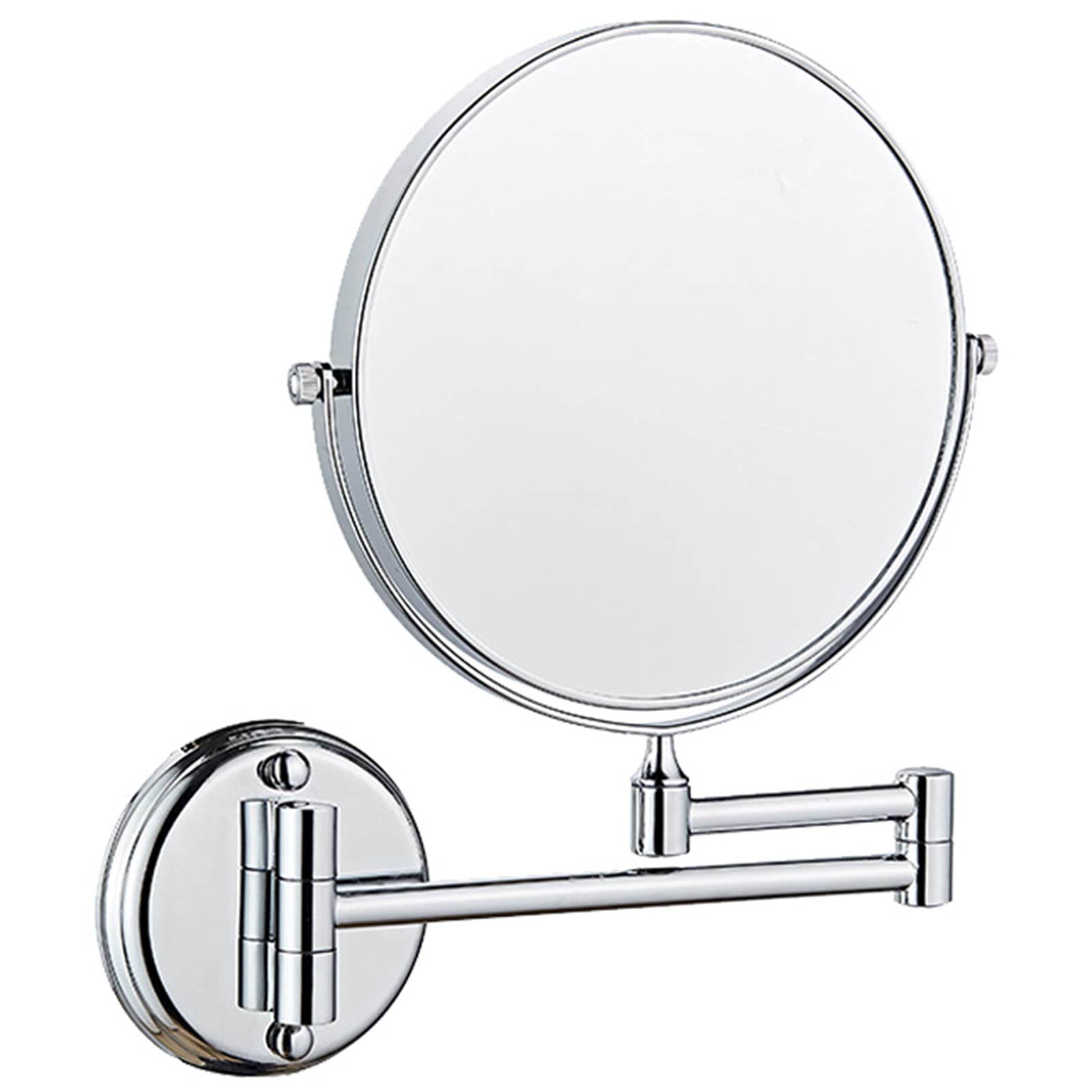 SXFSDOU Wall Mounted Makeup Mirror, 360 Swivel Double Sided Vanity Mirror with Magnification, Bathroom Extendable Arm Shaving Mirror,Chrome,3X