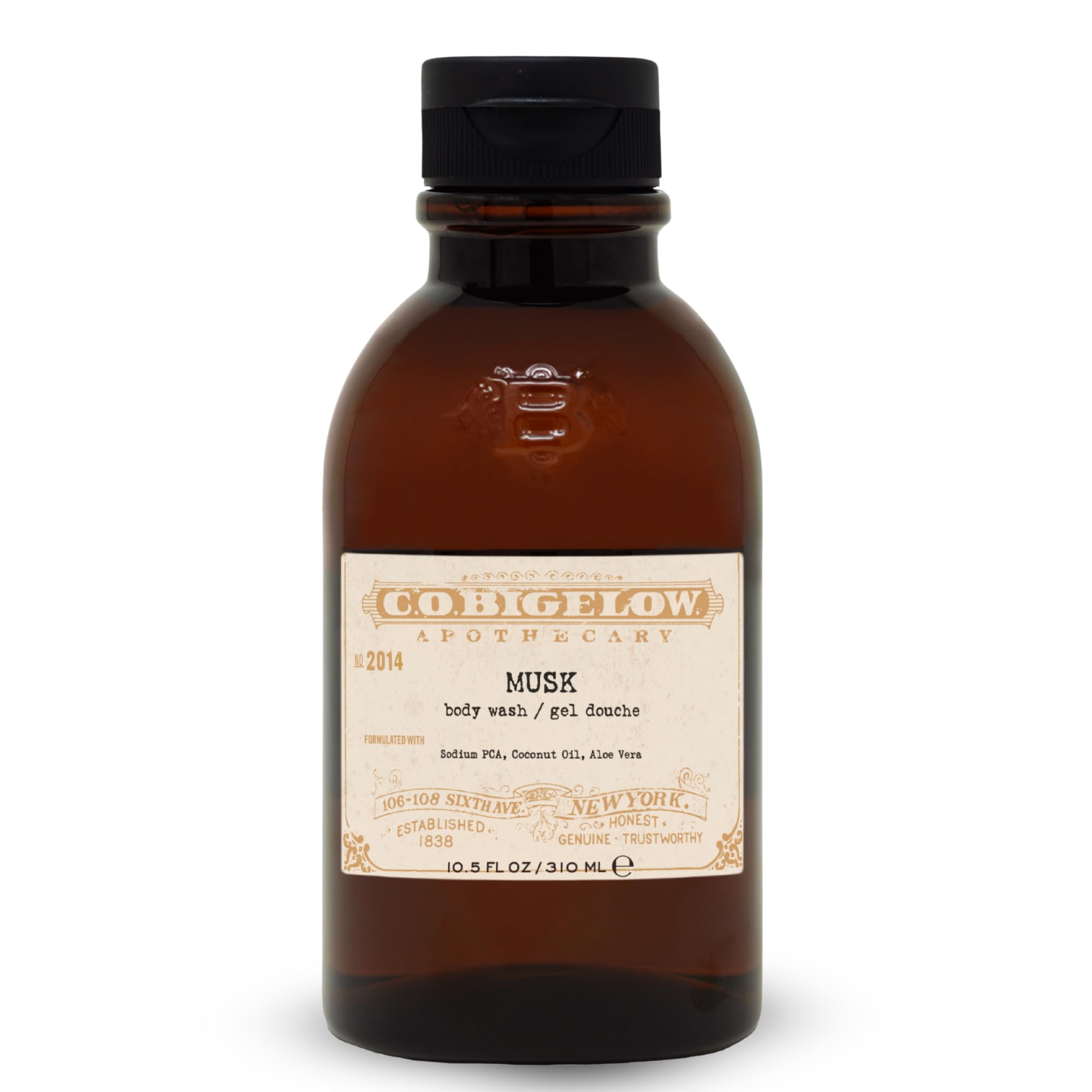 C.O. Bigelow Musk Body Wash, Iconic Collection Moisturizing Body Wash with Coconut Oil & Aloe Vera, 10.5 Fl Oz