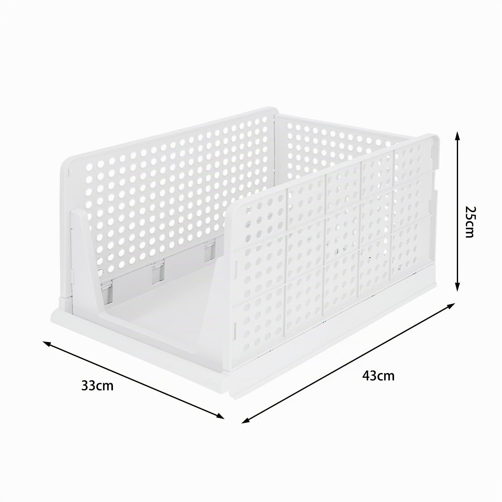 Rangement Vetement,Design perforé avec compartiments coulissants, Organisateur Armoire empilables Boite Rangement pour chambre/cuisine/salle de bain,33,5 x 43 x 96 cm,4 niveaux (25 cm) Blanc