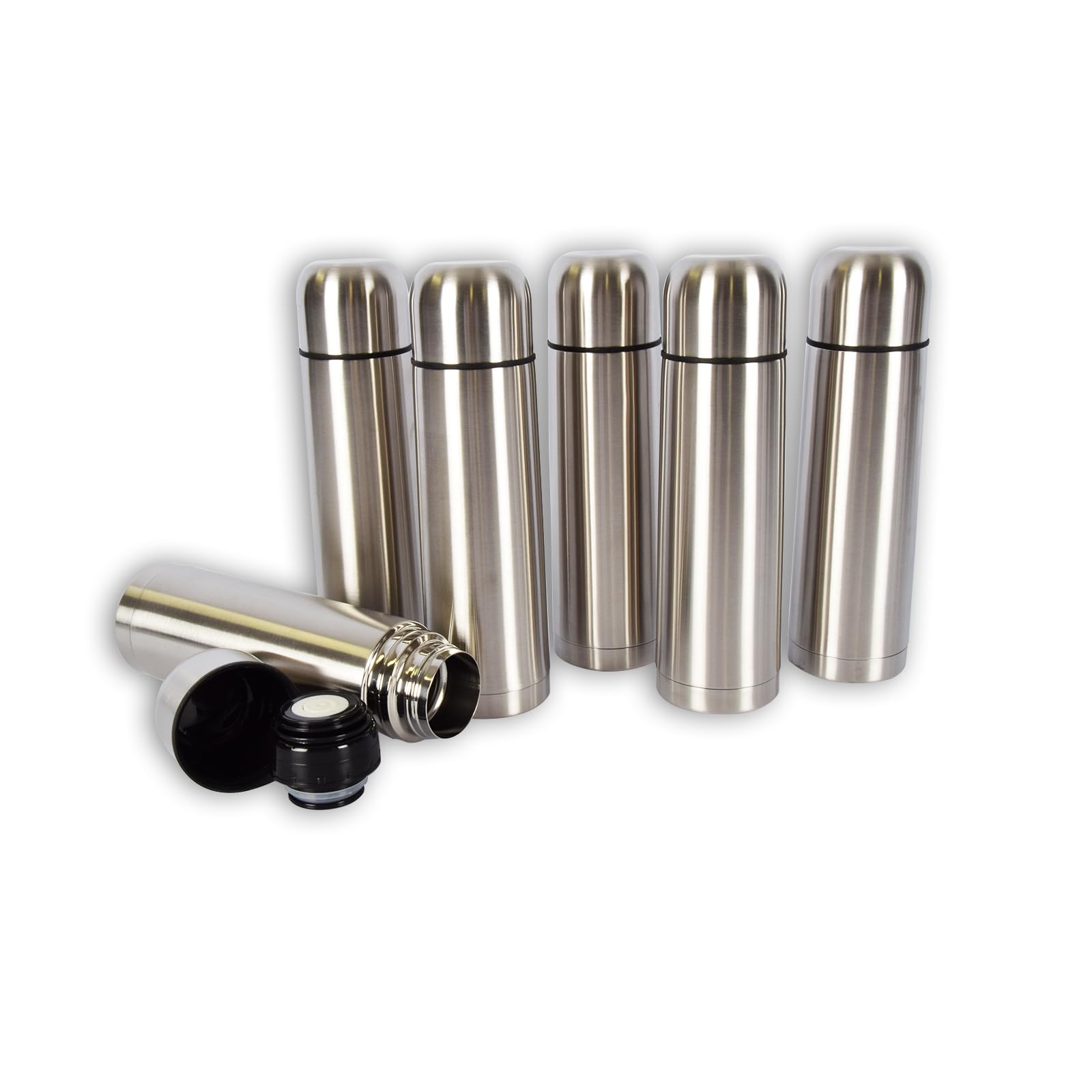 6er Set Thermosflaschen Vakuum | Edelstahl Isolierung | Ideal für heiße Getränke | 6x 750ml | Edelstahl Isolierte Flaschen | Wiederverwendbar | Spülmaschinenfest