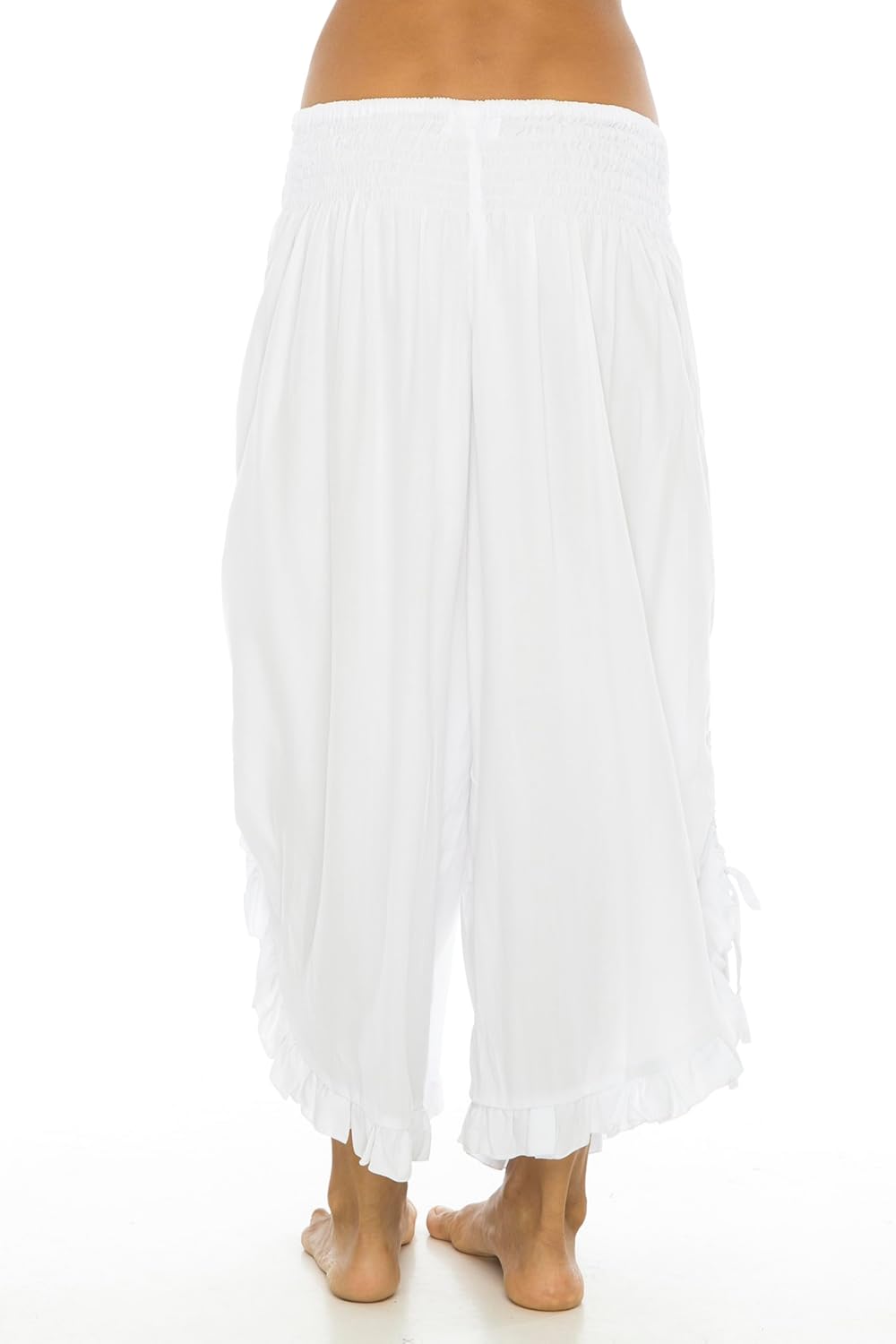 Back From Bali Womens Cropped Wide Leg Pants Trouser Comfort Solid Elastic Waist (S-4XL)