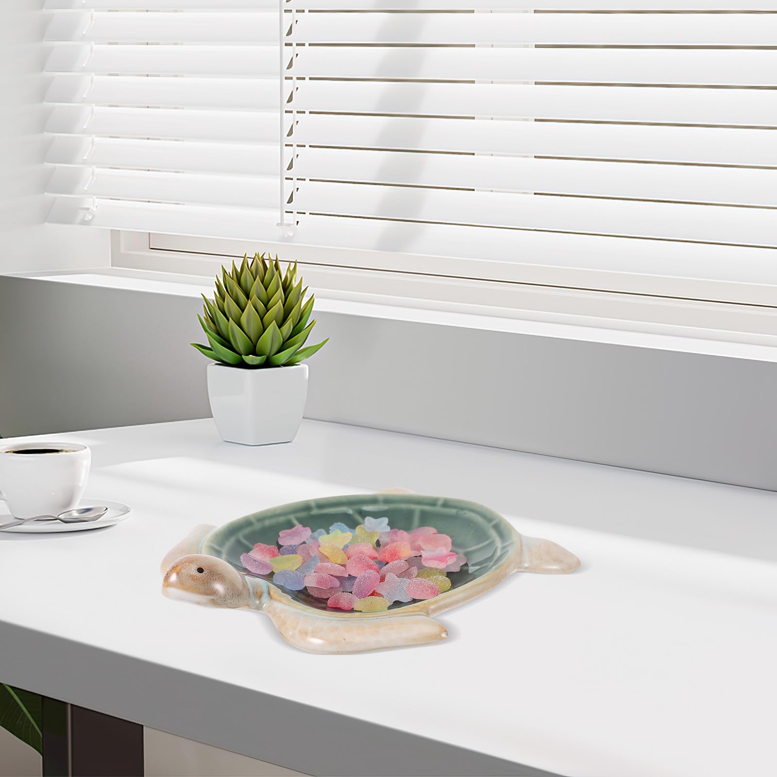 LABRIMP Schildkröten Schmuckschale aus Keramik mit Kreativem Design Platzsparend und Multifunktional für Schmuck und Schlüssel im Zuhause oder Büro