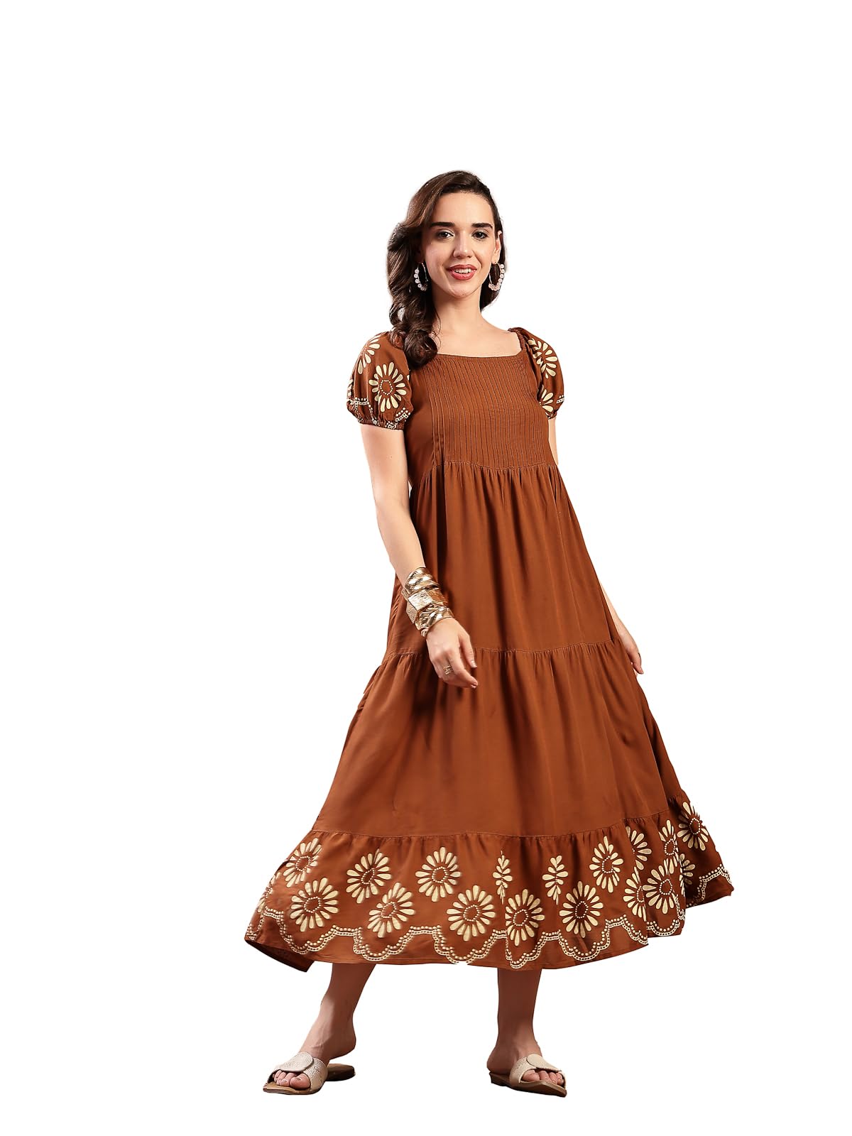 stylum Women's Solid Rayon Tiered Dress-picture-16