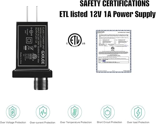Miniatura 2 de Fuente de alimentación clase 2 12v 1A transformador de bajo voltaje para exteriores para cadena de luces de Navidad con cable de extensión