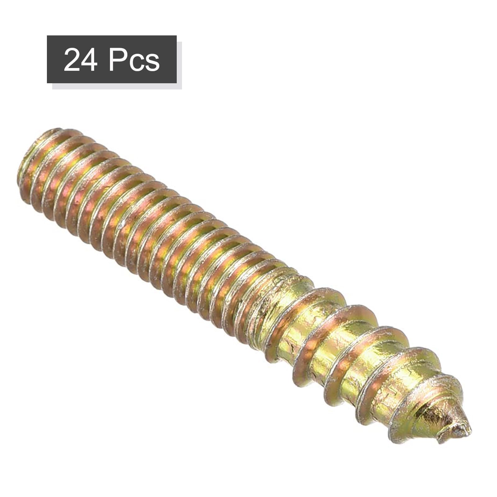 TOP-VIGOR 24Pcs Hanger Bolts, M6x35mm Double Headed Bolts Self Tapping Screw, Double Ended Dowel Screws, Screw Dowels Hanger - Image 3