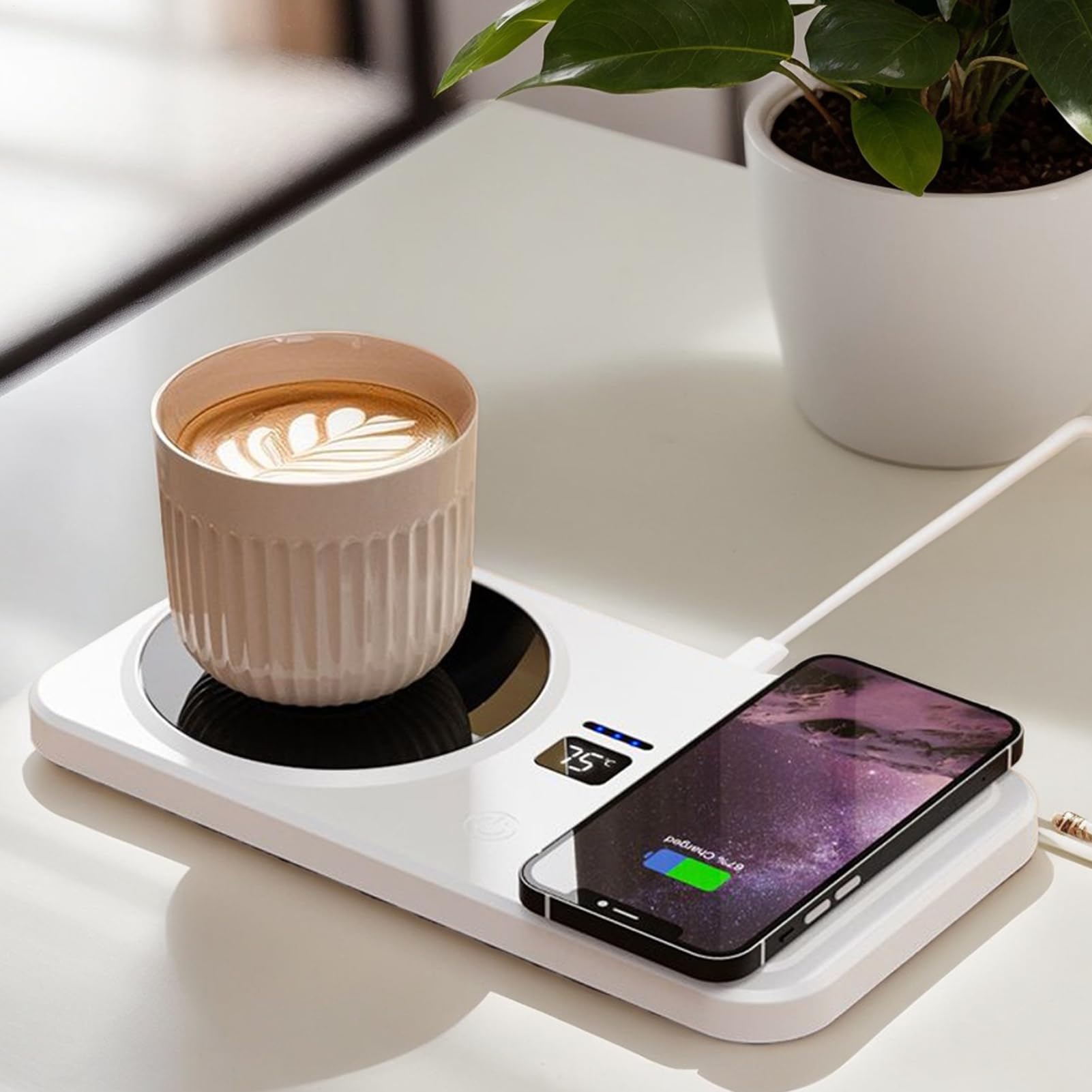 Scaldavivande per tazza da caffè, da scrivania, controllo della temperatura, ricaricabile