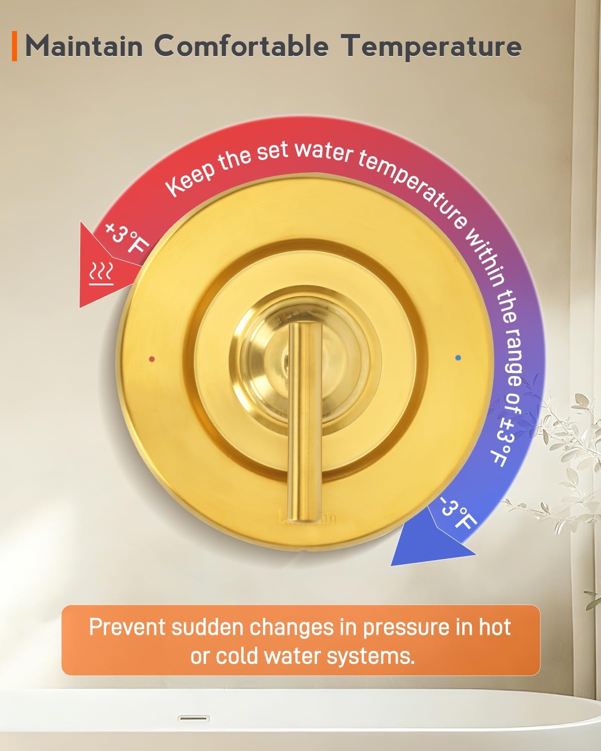 Replacement for Moen T2901BG Gibson Valve Trim Kit, Shower Handle Trim Kit in Brushed Gold, Single Handle Lever Shower Faucet Handle, Shower Handles Compatible with Moen 2510 Valve