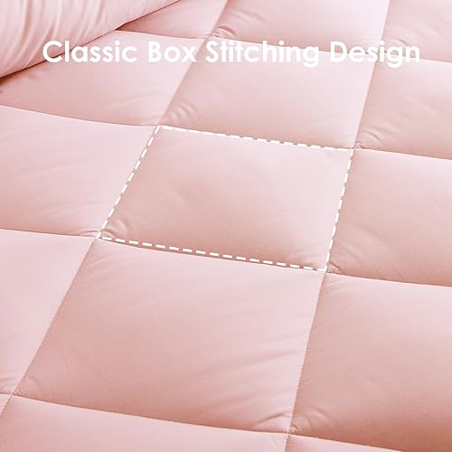 Miniatura 8 de JOLLYVOGUE Edredón de edredón tamaño Queen rosamarfil, edredón acolchado con pestañas en las esquinas, edredón reversible alternativo de plumón para