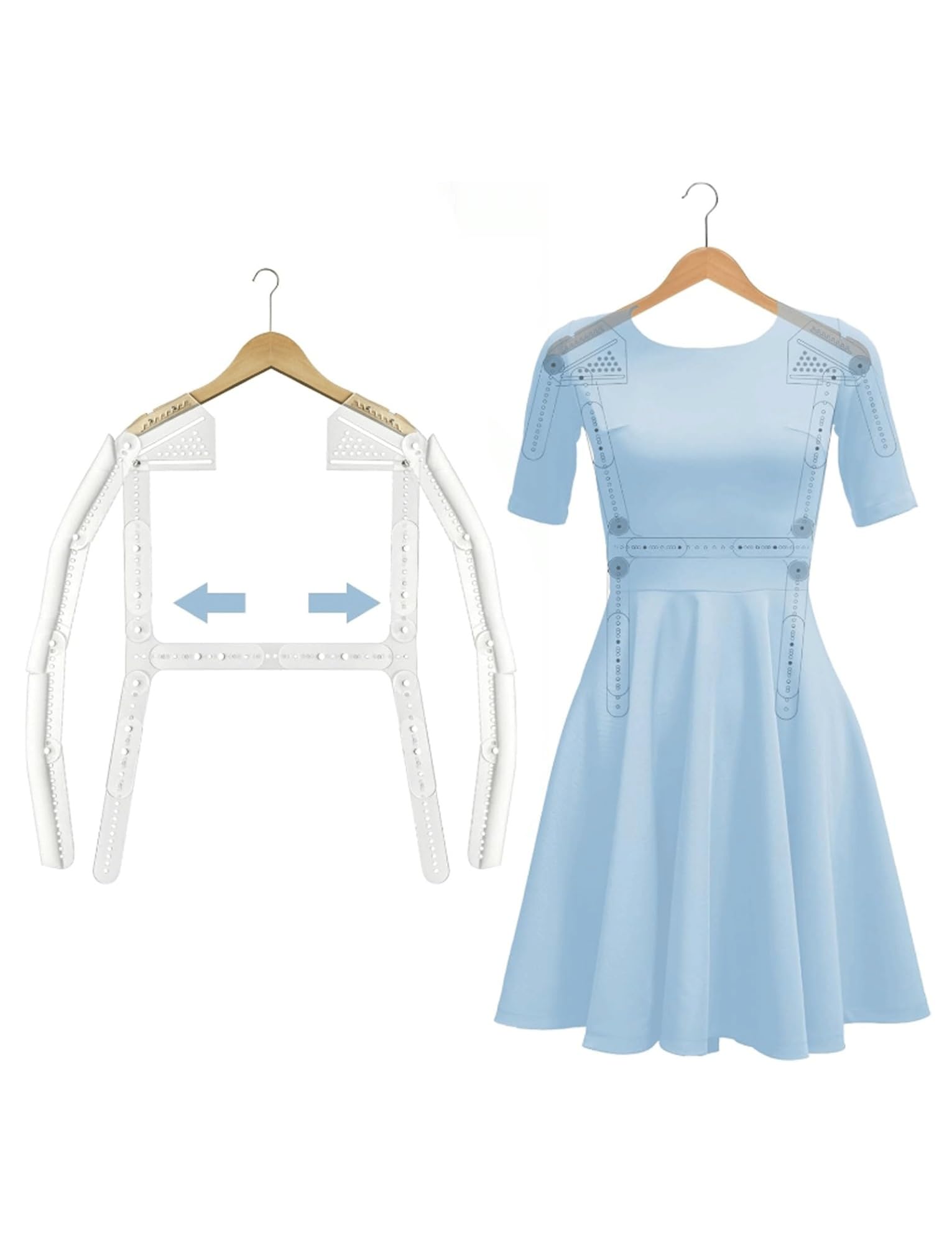 Mannequin Hanger, Telescopic Adjustable Wood Dress Form Mannequin Holder with 360 Degree Arms