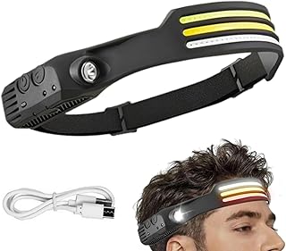 ヘッドランプ LED 充電式,センサーライト 防水中 懐中電灯 - キャンプ用明るいヘッドランプ | キャンプ クライミング 夜間ランニング 釣り アウトドア サバイバル 安全帽用