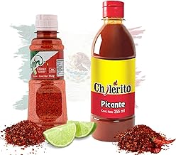 El Chilerito Spicy Sauce 355 ml + Classic Tagine 142 g | Extra-Hot Mexican Sauce and Chile-Lemon Seasoning for Fruits, Snacks and Drinks