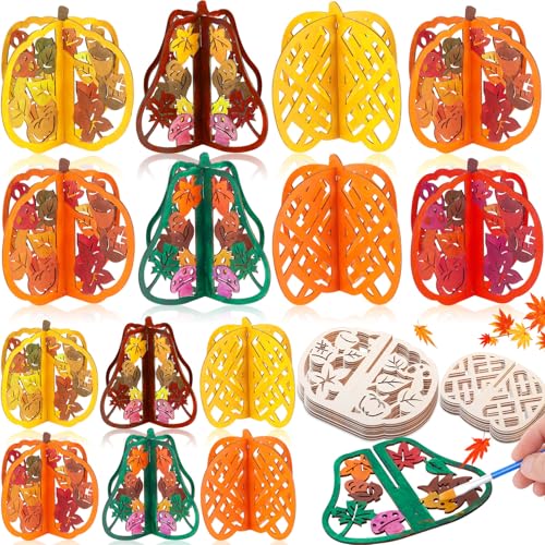 Geelin 60 Pcs Thanksgiving Fall Crafts Wooden Pumpkins 7.9 Inch