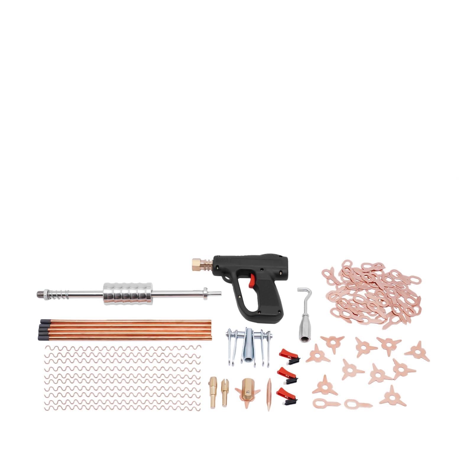 Juego de reparación de abolladuras de coche, 86 piezas, máquina de soldar por puntos, juego de abolladuras con martillo, pistola de soldadura y accesorios, herramienta de reparación de