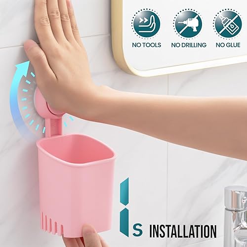 Vista 47 de TAILI Soporte para cepillo de dientes de succión, paquete de 2 unidades, soporte de repuesto para cepillos de dientes de ducha para pared, potente