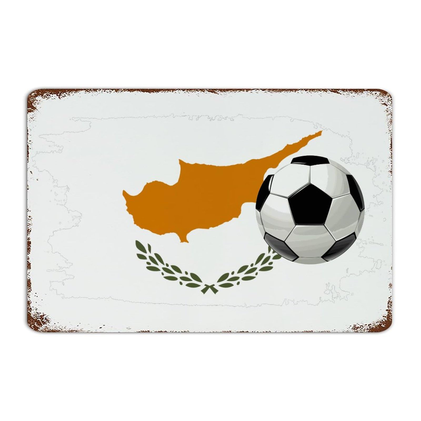 Plaque en métal football Chypre pour ambiance bistrot, pub, restaurant ou salon privé