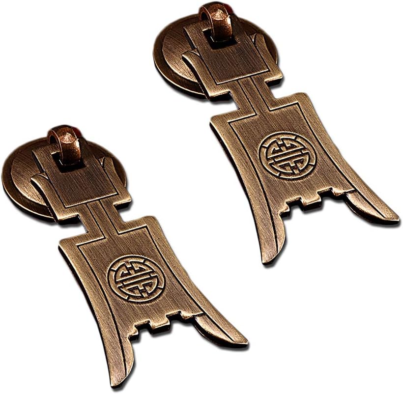 2Pcs Chinese Style Vintage Furniture Drawer Brass Pulls Handle Jewelry Box Wardrobe Door Small Handle