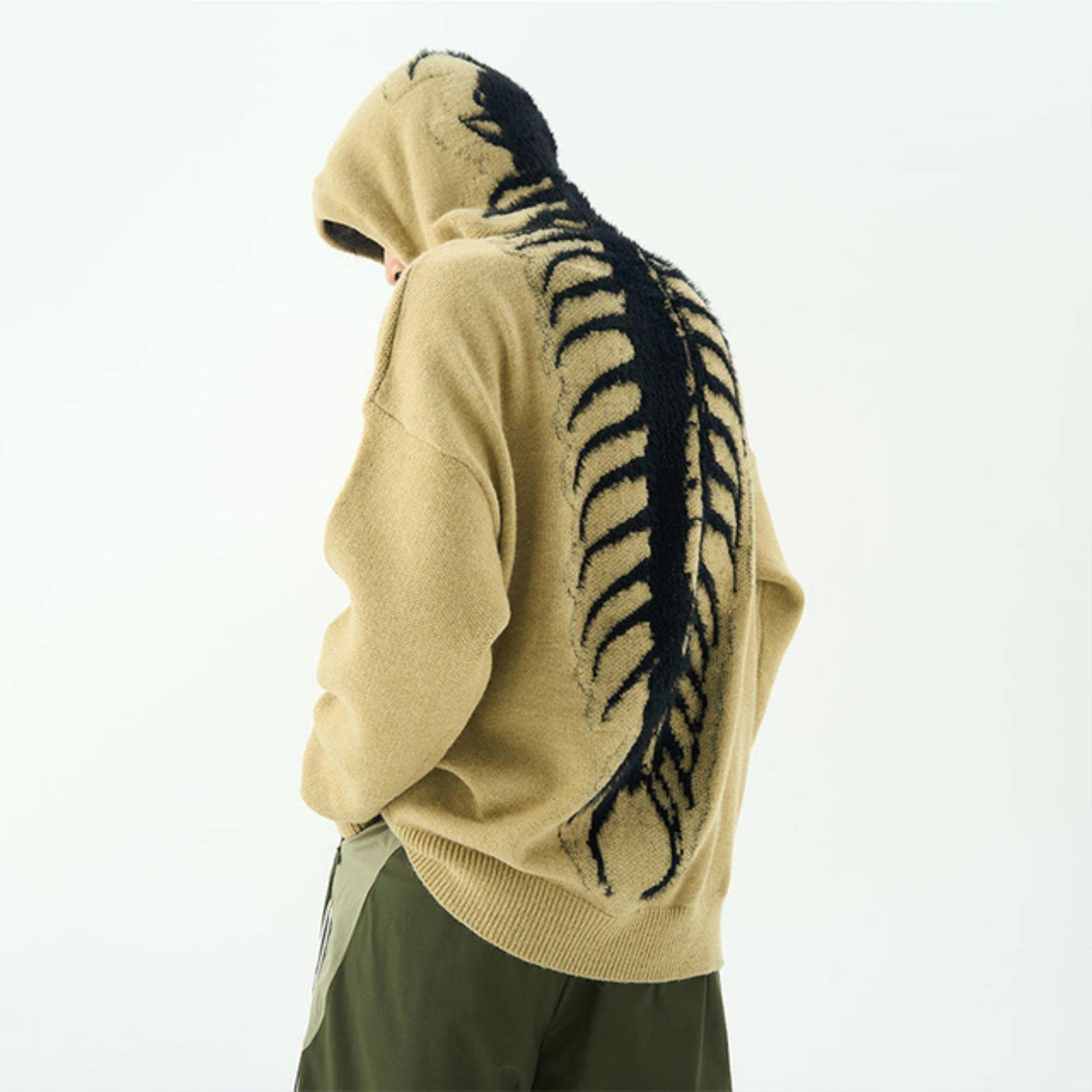 Maglione Lavorato a Maglia Hip Hop Pullover con Cappuccio da Uomo Felpe con Cappuccio da Uomo Punk Goth Harajuku Abbigliamento da Uomo Allentato Streetwear Giapponese