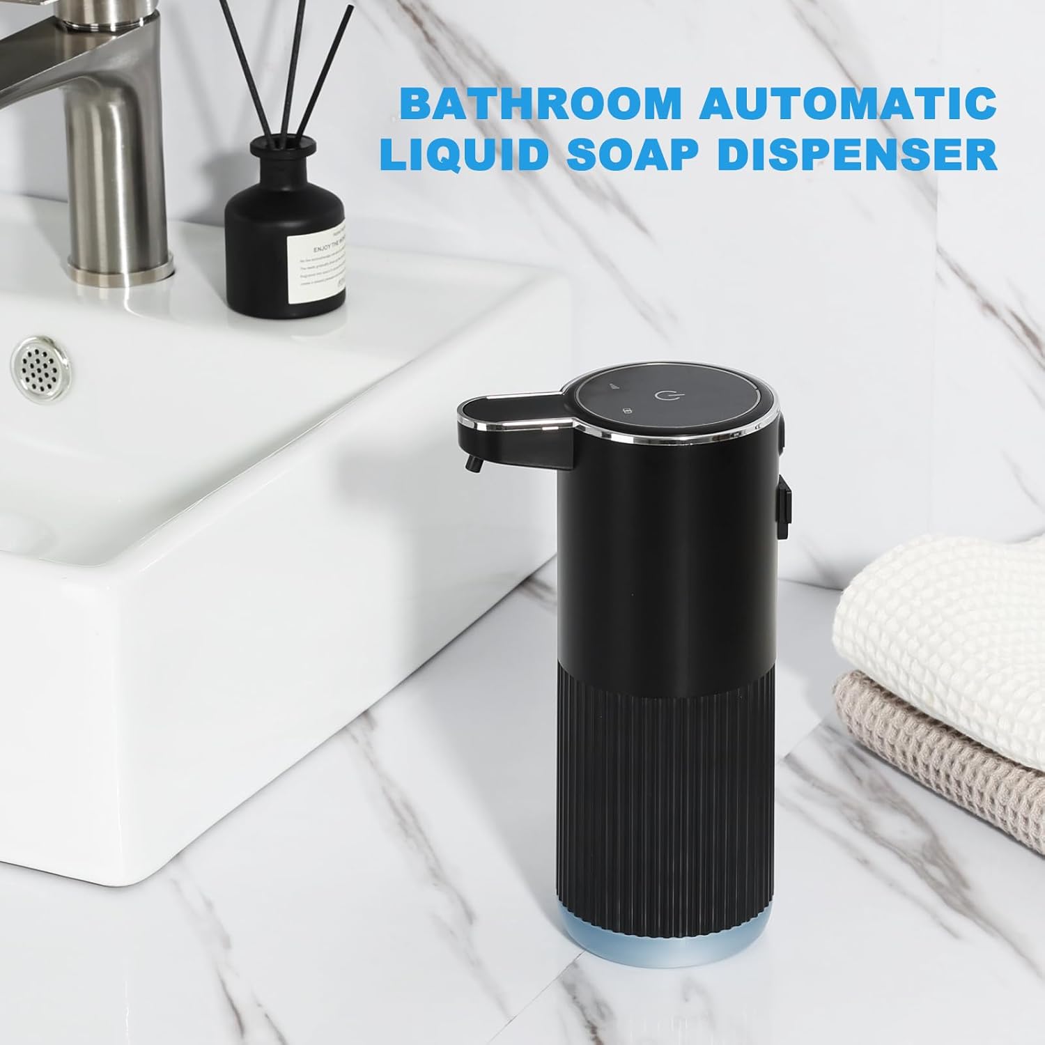 Automatic Soap Dispenser, 2 Pack Black Touchless Liquid Soap Dispenser for Bathroom, 13.5 Fl Oz Plastic Electric Auto Dish Soap Dispensers Wall Mount for Kithcen with Adjustable Volume - Image 7