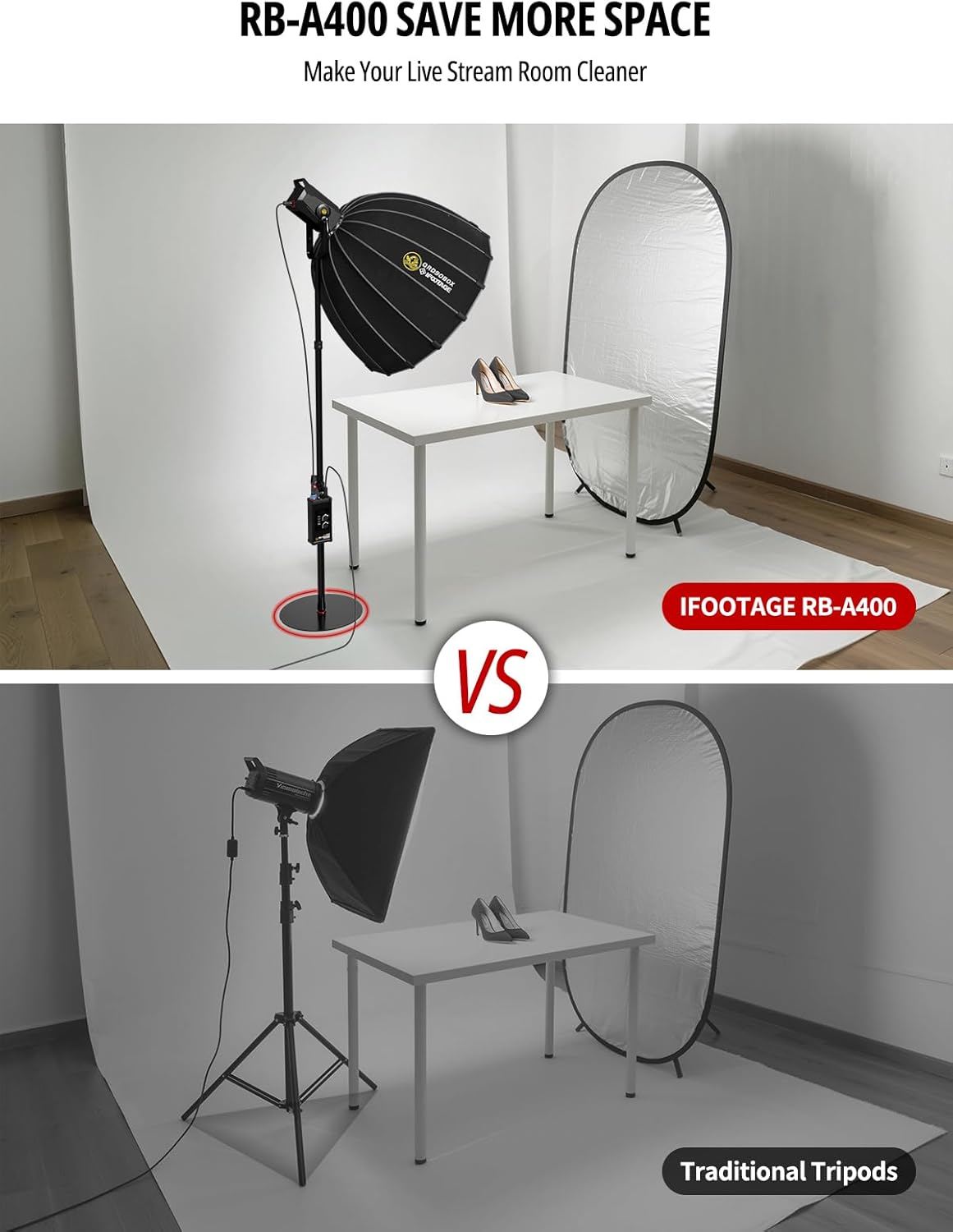 ifootage rb-a400 round base monopod,79.4" monopod light stand,3/8" screw and light mount adapter, stability for led video light,max.payload 22lbs/10kg