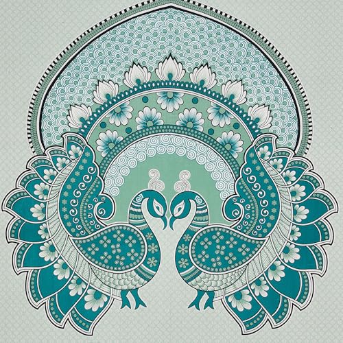 Image of Rajasthani Jaipuri Sanganeri Printed 144 TC 100% Cotton Bed Sheet Set for Double Bed,Double Peacock Pattern, Double Bedsheet Cotton with 2 Pillow Covers