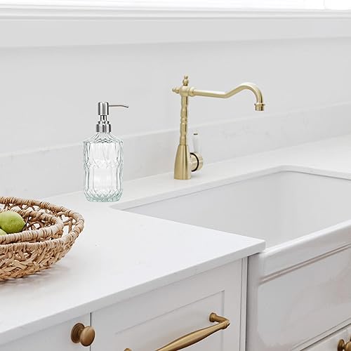 Miniatura 2 de Dispensador de jabón de vidrio grueso transparente de 18 onzas con bomba negra a prueba de óxido, dispensador de jabón de cocina para baño