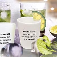 Vista 4 de Forest Green We'Ll Be Friends Until We'Re Old And Senile - Vaso de chupito de cerámica, diseño con texto en inglés