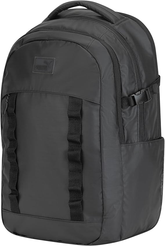 PUMA Coated Range Backpack with Padded Back & Adjustable Straps, Luggage Strap & Laptop Sleeve, Black, One Size