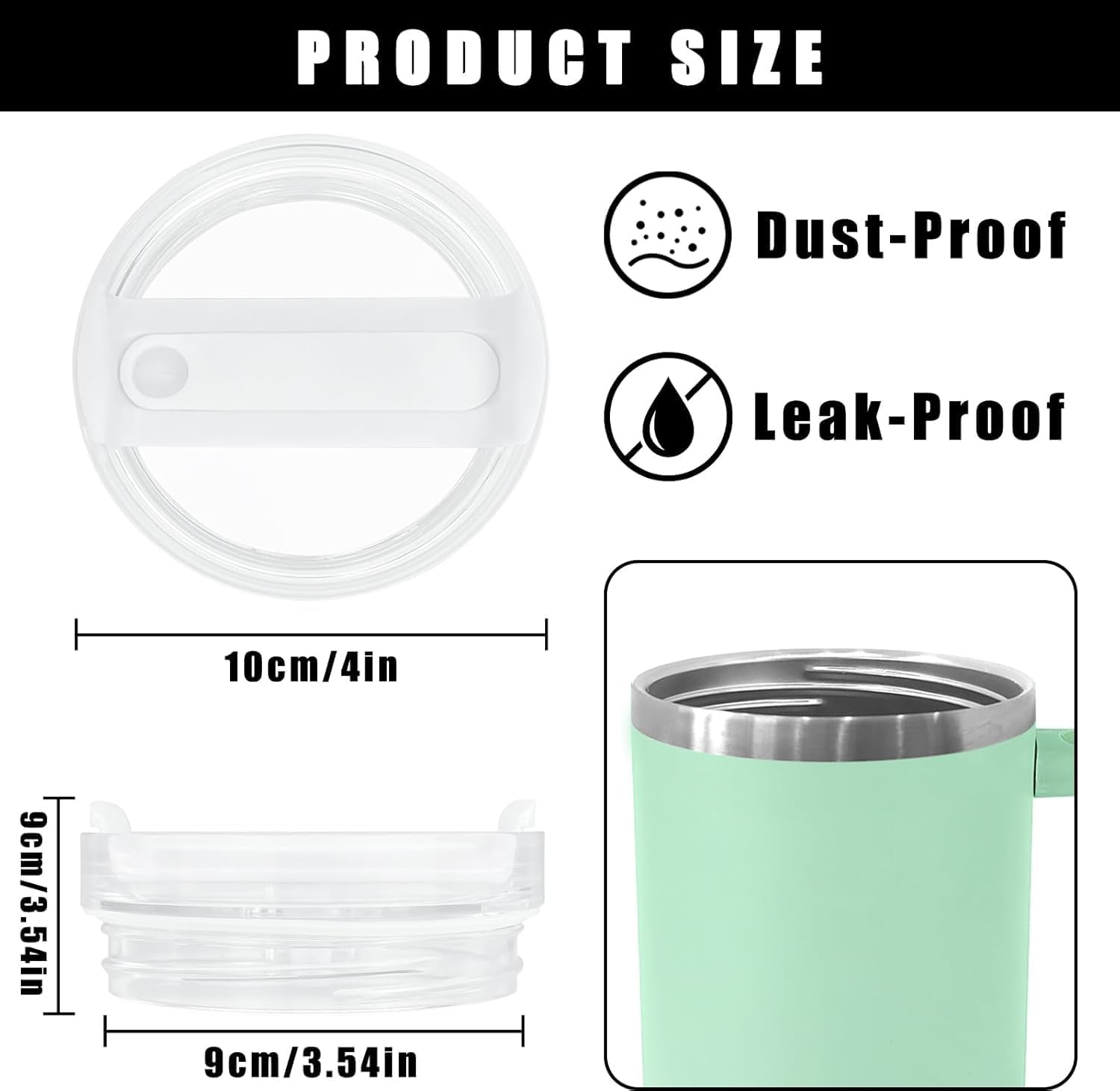 30 OZ Tumbler Lid Replacement Fit for Stanley Cup, 2 Pack Flip Straw Replacement Lids with 2 Straws for 30 OZ Tumbler, Spill Proof Tumbler Lids Compatible with Stanley Cup (Clear - Cream)