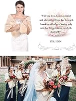 Vista 40 de Aukmla Bufanda de piel de boda para mujer con broche de diamantes de imitación para novia y damas de honor A-Marrón