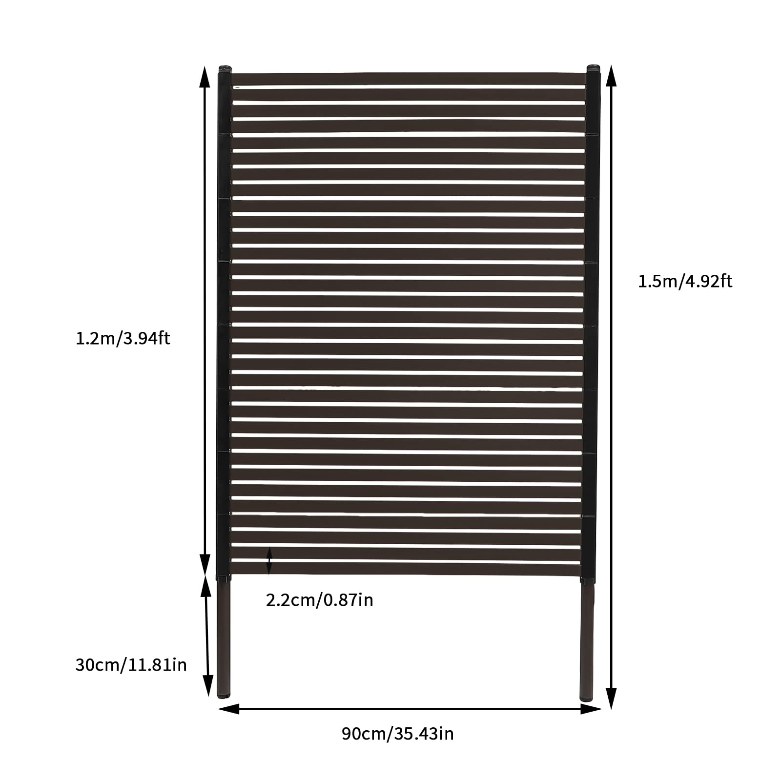 YIYIONCE Outdoor Privacy Screen Metal Balcony Privacy Screen Freestanding Privacy Fence Panels for Outside Privacy Screen with Stand 11.81In Height Adjustable for Garden-Brown | US Stock (90x150cm)