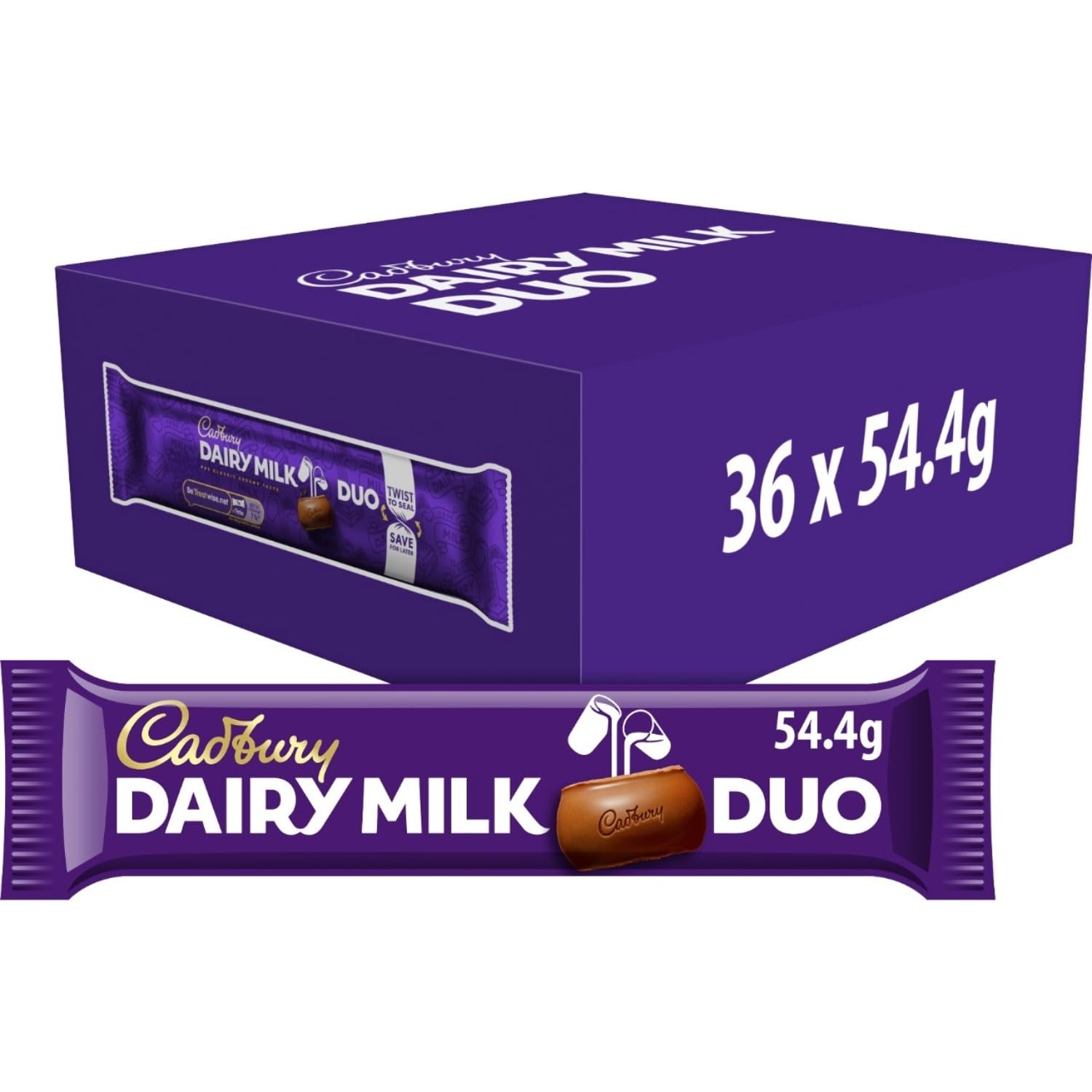 Cadbury Dairy Milk Chocolate Duo Bar 54.4G X 36