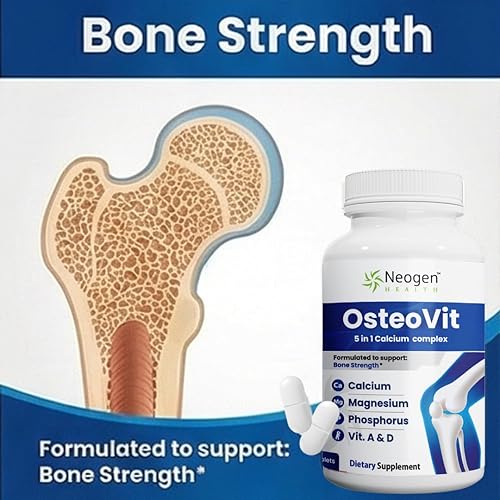 Miniatura 3 de OsteoVit 5-en-1 Calcio 120 tabletas Multivitaminas: Calcio, Magnesio, Fósforo, Vitamina D3 y A - Fuerza ósea y flexibilidad*, Sin GMO Sin gluten |