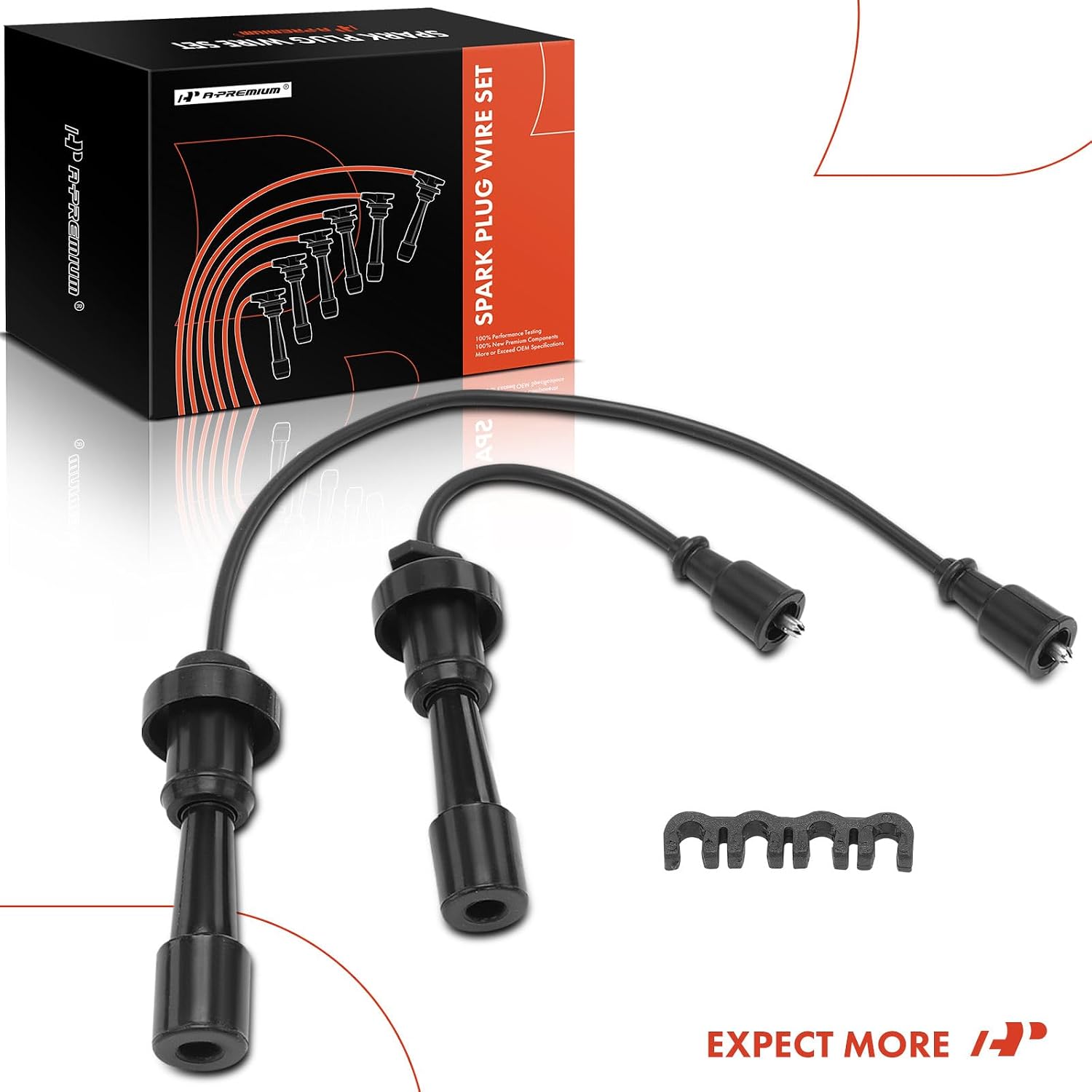 A-Premium Ignition Spark Plug Wires Set of 2 Compatible with Mitsubishi Lancer 2003 2004 2005 2006 2.0L