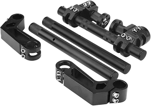 Adjustable CNC Motorcycle Steering Handlebar System, Blue, Top Grade Billet Aluminum, Fits for 7/8 Dirt Bike Pit Bike with, Modification (Black)