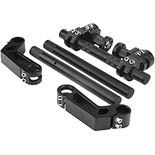 Adjustable CNC Motorcycle Steering Handlebar System, Blue, Top Grade Billet Aluminum, Fits for 7/8 Dirt Bike Pit Bike with, Modification Black