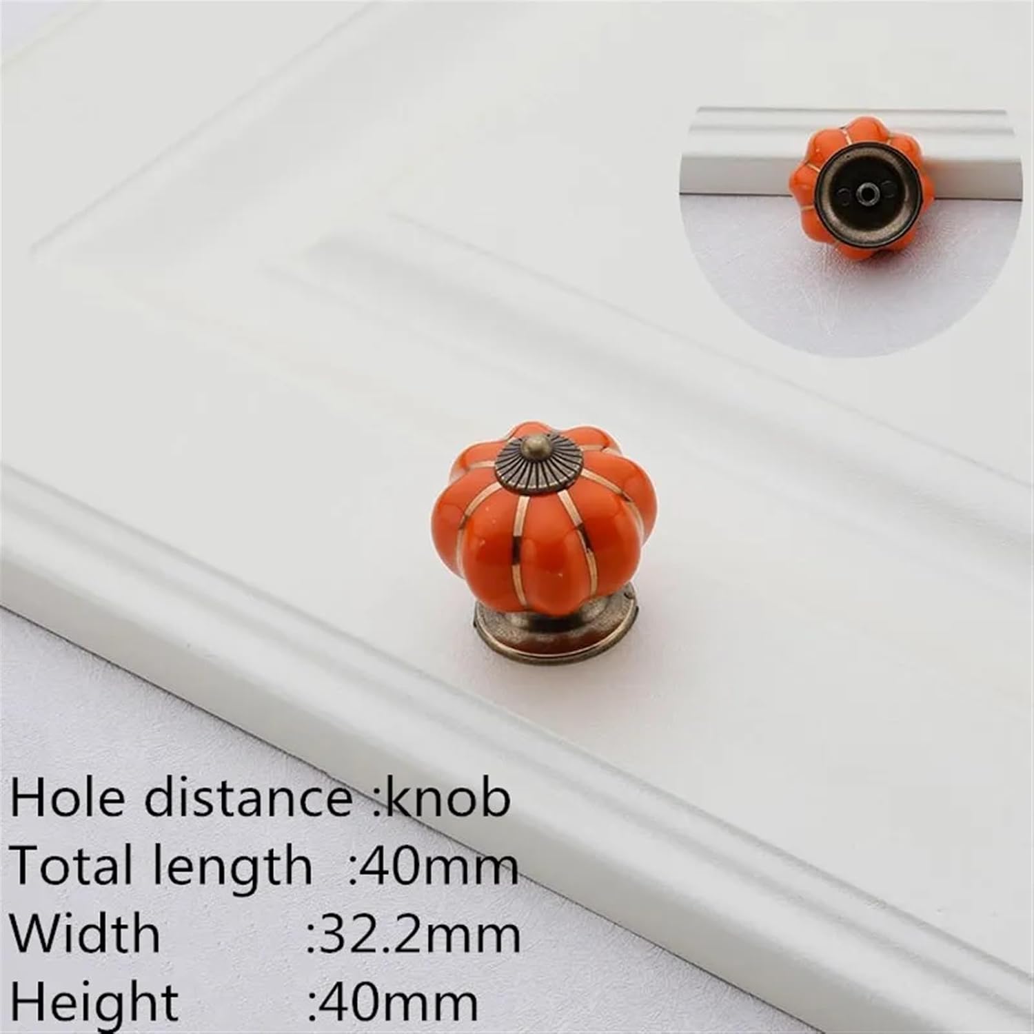 40mm Ceramic Knobs and Handles Drawer Cupboard Door Furniture Handle for Home Decoration Hardware 2Pcs(Orange)