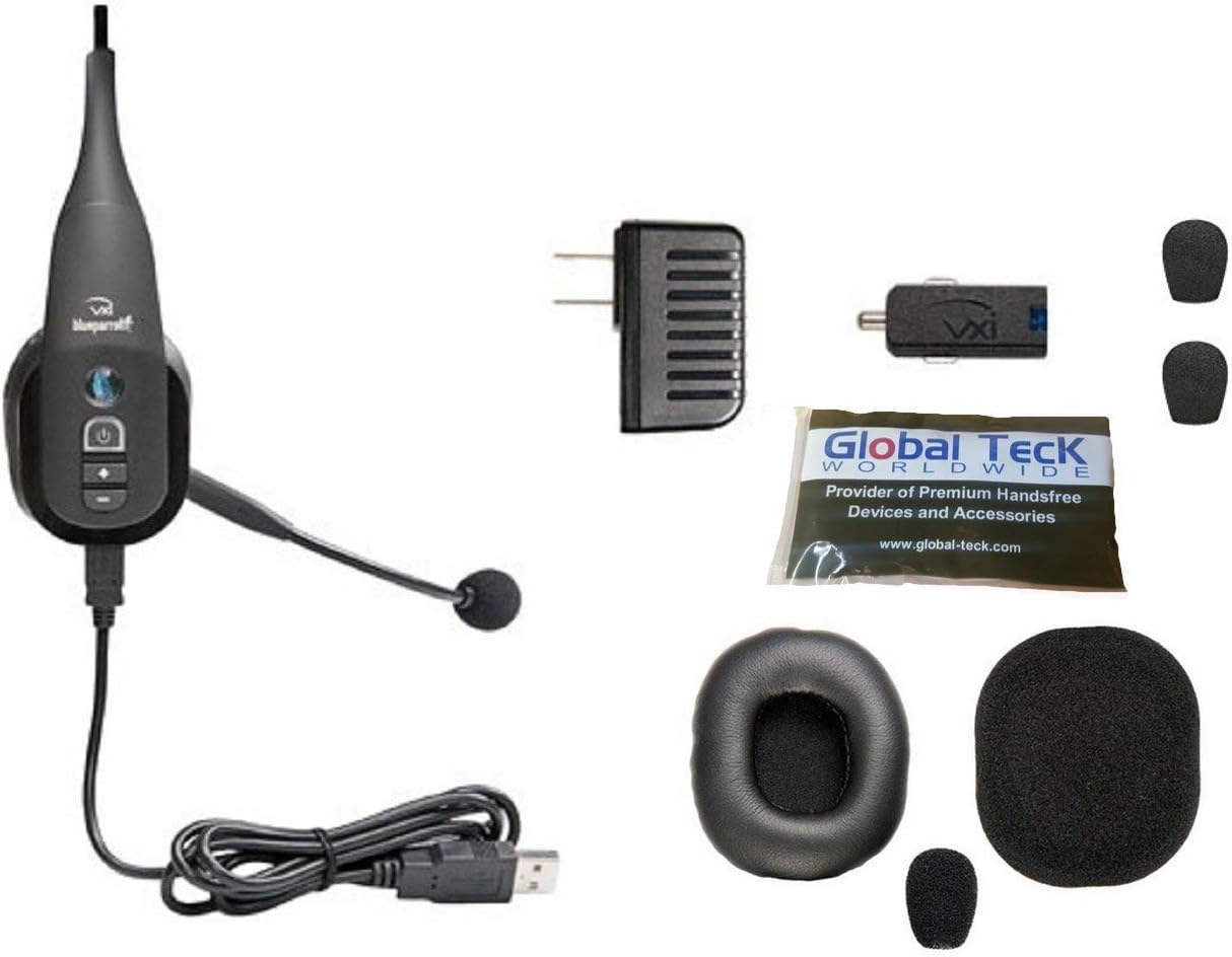 BlueParrott B350-XT Bluetooth Headset - 203475 - Global Teck Mic Cushions - NFC Enabled - Compatible with Smartphones, iPad, Android, iPhones, Sonim, BlackBerry, Rugged Tablet,24 Hours Talk Time